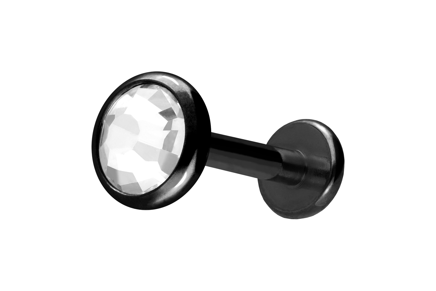 Titan Labret Piercing mit Innengewinde KRISTALLDISC